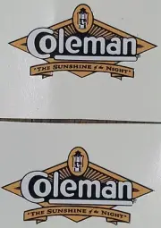TWO (2) NEW COLEMAN SUNSHINE OF THE NIGHT STICKER DECAL LANTERN STOVE SMALL REPL