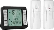 (New Version) AMIR Refrigerator Thermometer, Wireless Indoor Outdoor Thermometer, Sensor Temperature Monitor with Audible Alarm Temperature Gauge for Freezer Kitchen Home (Battery not Included)