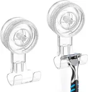 LUXEAR Suction Hooks, 2 Pack Razor Hooks Removable & 2 Pack, Transparent hook