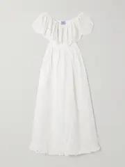 [Thierry Colson] Thierry Colson - Milos Ruffled Broderie Anglaise Linen And Cotton-blend Maxi Dress - Off-white - x small x small Off-white