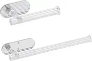 Cabilock 2pcs Acrylic Wall Hooks Clear Adhesive Towel Bar for Bathroom and Saving Plastic Towel Holder with No Drill Installation for Organizing