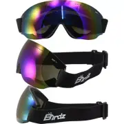 BIRDZ Eyewear THRUSH Skydiving Motorcycle Goggles Blue Reflectec Lens Z87.1+