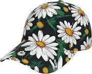 [YANYU] Floral Flowers Daisies Print Adjustable Snapback Hat Baseball Cap Comfortable and Stylish for Men and Women Black, Black, One Size