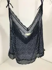 ABERCROMBIE & FITCH WOMENS LACE TRIMMED SLEEP CAMI COLOR NAVY FLORAL LARGE NWT