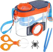 1Set Insect Breeding Box with Magnifying Viewer Breathable Container for Outdoor Exploration Includes Tweezers and Tong for Safe Handling High Definition Perspective