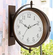 Bracket Clocks, Outdoor Garden Double Sided Clock with Westminster Chime, Silent Non Ticking Vintage Retro Indoor/Outdoor Mute Grand Central Station Wall Clock, 16.5×13.8In
