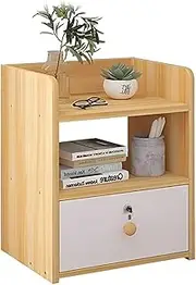TOMVAES Morandi Grey and White Nightstand, Simple Bedside Cupboard, Modern Wood Table, Beautiful Side Table with Drawer for Bedroom Living Room, 35 x 28 x 40cm