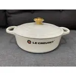 LE CREUSET 24CM 燉飯鍋 淺圓鍋 閃亮白 BLANCSHINY WHITE銅頭 SHINY WHITE