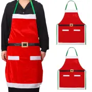 2PCS Christmas Aprons Adjustable Cooking Aprons for Kitchen Party Gardening Baking-Style 1