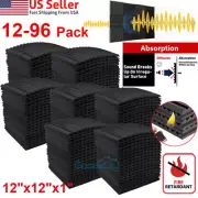 12-96PACK 12x12x1" Sound Proof Acoustic Foam Panel Tiles Wall Studio Record