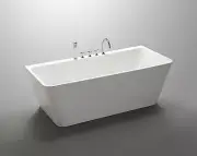 Eloise Square Back to Wall Gloss White 1500/1700mm Arcylic Freestanding Bath