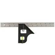 Hyper Tough 12-Inch ADJUSTABLE COMBINATION SQUARE + BUBBLE LEVEL Metric Standard