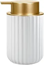 Foaming Soap Dispenser Ceramic Soap Dispenser 11Oz Refillable Bathroom Soap Dispenser with Pump Ribbed Design Foam Soap Dispenser White Soap Dispenser for Hand Wash