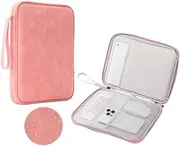 Tablet Sleeve Bag Suitable for Samsung Galaxy Tab S6 Lite 10.4”A8 10.5”S7 S8 11”S7 S8 Plus 12.4” Waterproof Zipper Pouch(Pink,12.9-13 inch)