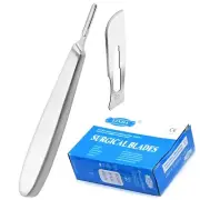 Scalpel Handle #8 Stainless Steel with 100 Scalpel Blades #21 Carbon Steel
