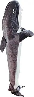 [outret] Shark Hooded Blanket, Shark Sleeping Bag Blanket, Wearable Shark Blanket, Lightweight Sleeping Shark Blanket, Super Soft Cozy Flannel Hoodie for Costume Parties, Camping, Travel, Role Play
