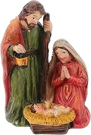 PAMINGONO Nativity Manger Set Resin Jesus Christmas Ornaments Statue Small Nativity Scene Religious Decor for Home