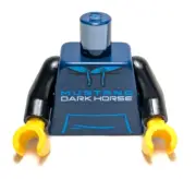 Lego - Minifigure Torso - Black, Dark Blue, Hoodie, Mustang