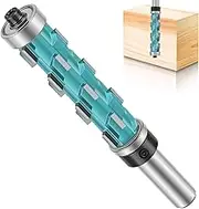 00 1/2 inch Shank Flush Trim Router Bit Carbide Double Bearing Spiral Trimming Bit 2-9/16 inch Cutting Length Woodworking Flush Trimming Bit for Softwood Hardwood Compression Board(Cyan)