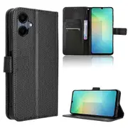 Diamond Texture Leather Phone Case For Samsung Galaxy A06 5G Black