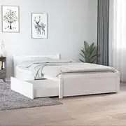 vidaXL Single Size Bed Frame with Drawers - Solid Pine Wood, White, 92x187 cm, Timeless Design with Ample Storage Space, Bedroom Furniture