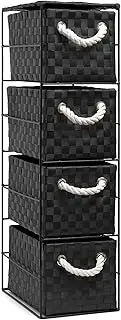 [ARPAN] Black 4-Drawer Storage Unit Ideal for Home/Office/Bedrooms (4-Drawer 18x25x65cm)