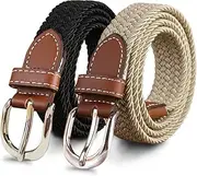 [YUCFOREN] 2 Pack Elastic Fabric Woven Stretch Belt for Women/Girls Jeans Dress
