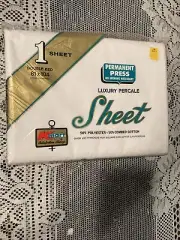 Vintage Kmart Luxury Percale White~No Iron~Full ~Double FLAT Sheet~NIP