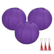 3 Pcs Dark Purple Round Paper Lanterns 16 Inch Paper Lantern Party Decorations