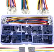 Tcenofoxy Compatible with Dupont 2.54mm Wire Cable Connectors Assortment Kit, Single Dual Row 2P 3P 4P 5P 6P Connector with 22AWG Pre-Crimped Cables Molex KK 254 2.54mm Cable Connector (TC-DP-2-6P)