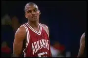 Forward Derek Hood Arkansas Razorbacks stands on the court the Fre- Old Photo