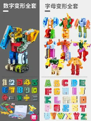 數字變形玩具 變形機器人 兒童玩具 益智玩具 數字變形玩具機器人合體金剛戰士全套百變字母兒童男孩3-6歲益智8【MJ22613】
