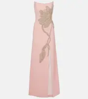 [Costarellos] Costarellos Fara floral-appliqué crêpe gown AU 6 pink