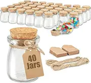 Ritayedet 40 Pack Glass Favor Jars with Cork Lid, 3.4 oz Small Glass Bottles for Wedding Favor, Baby Shower, Party Favor, Gift Jars for Candy, Bonus Twine and Labels