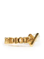 Gold Faux Pearl Logo Ring