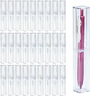 VOKOY 25 Pack Clear Pen Gift Box Empty, Acrylic Clear Pen Gift Box Empty Plastic Reusable Pen Storage Container Case Transparent Pencil Pen Collection Set for Small Business School Office Supplies