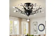 Crystal Chandelier LED Ceiling Light Fixture Black