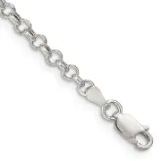 8 Inch Sterling Silver 3mm Semi-Solid Rolo Chain