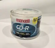 Maxell CD-R 50 Pack NEW 48X 700MB 80min Blank Spindle CD NEW, Sealed