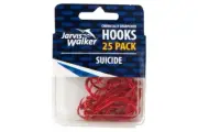 Jarvis Walker Red Chemically Sharpened Suicide Fishing Hook 25 Pack - Choose Siz