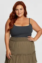 Grey Singlet Top Scoop Neck
