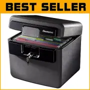 Secure Fireproof & Waterproof Safe Box with Key Lock - Compact Document Storage