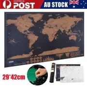 42*29cm Travel Scratch Off Map World Map Deluxe Wall Poster Gift for Travelers