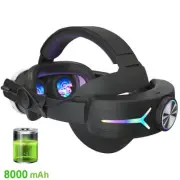 For Meta Quest 3 VR Headset RGB with 8000mAh Battery Pack Elite Head Strap Black