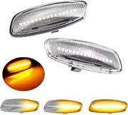 2PC Dynamic Led Side Mirror Turn Signal Light Indicator Blinker for Peugeot 308 207 3008 5008 For Citroen C4 C3 C5 DS3 DS4（Yellow） (Dynamic Crystal Type)