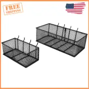 2-Pack Black Steel Mesh Storage Pegboard Basket NEW