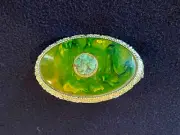 Schildkraut Lipstick Holder with Mirror, Jade Like Stones, Vintage NEW