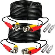2-Pack 125Ft Black Pre-Made All-In-One BNC Male to Male Video and Power Cable...