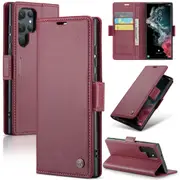 CaseMe Samsung Galaxy S23 Ultra 5G Folio Wallet Case Cover Side Closure S918 [Wine]