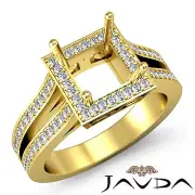 Princess Semi Mount Split Shank Diamond Engagement Ring 14k Yellow Gold 0.9Ctw